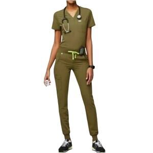 FIGS Zamora Jogger Scrub Pants Martini Olive Women’s Small Rare Retired Shamrock